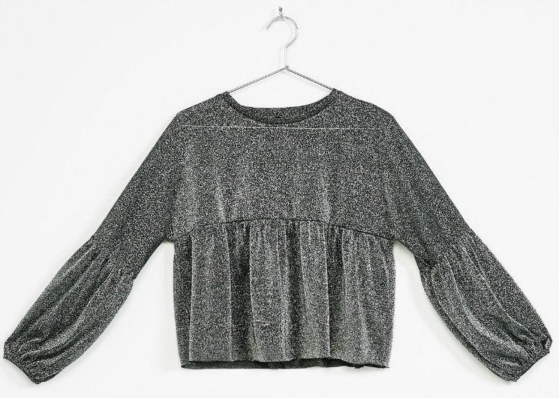 gathered-blouse-in-a-metallic-fiber-with-3-4-sleeve-bsk-2290