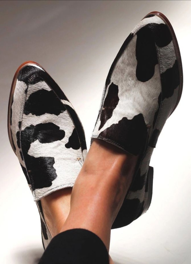 Cowhide Pattern Faux Leather Loafers